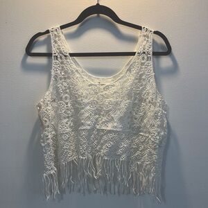 Women’s Cupshe Cropped Crochet Tasseled Cover Up